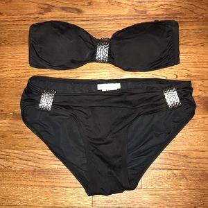 Michael Kors Strapless Black Bikini - Metal Detail